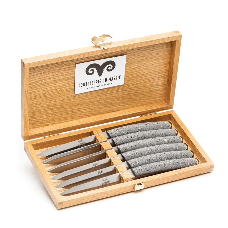 Coffret De Couteaux De Table Le Sancy Manche En Pierre De Lave